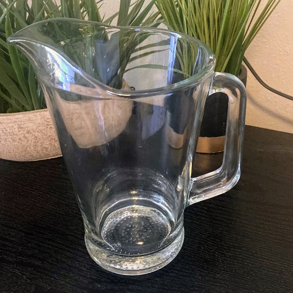 Heavy Solid Glass Pitcher.  Vintage Beer/Water Pitcher.